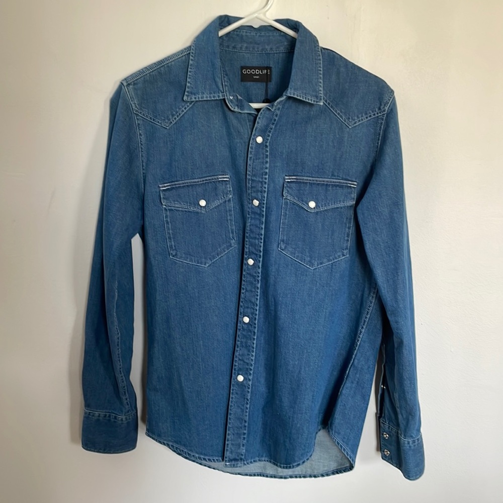 NWT Goodlife Pearl Snap Denim Button Up Western Shirt
